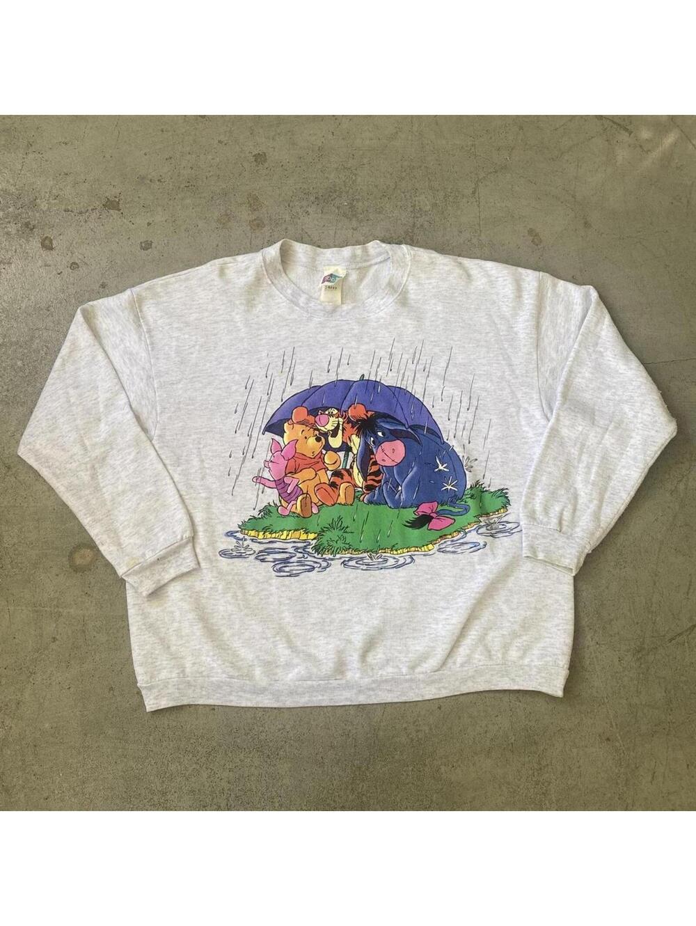 90s Vintage Winnie The Pooh and Friends Grey Crewneck Sweatshirt